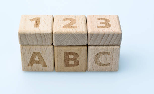 istock Wooden blocks with ABC and 123 1283270103
