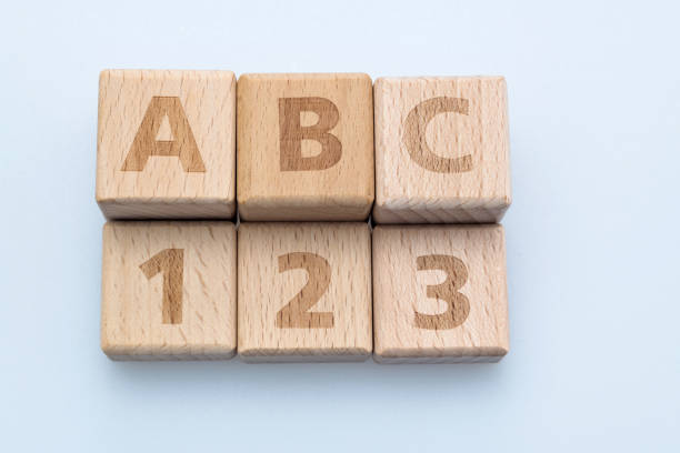 istock Wooden blocks with ABC and 123 1283270105