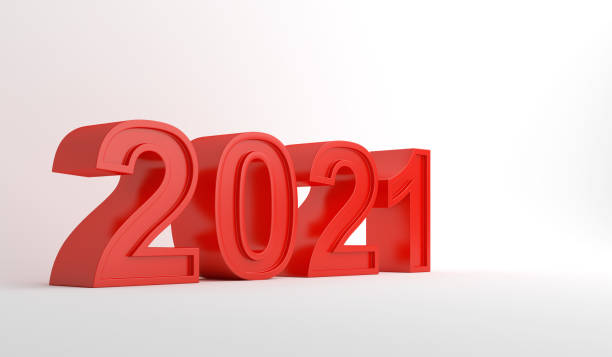 istock 2021 text 3d on white background, Happy new year, copy space, 3D  rendering illustration 1283273150