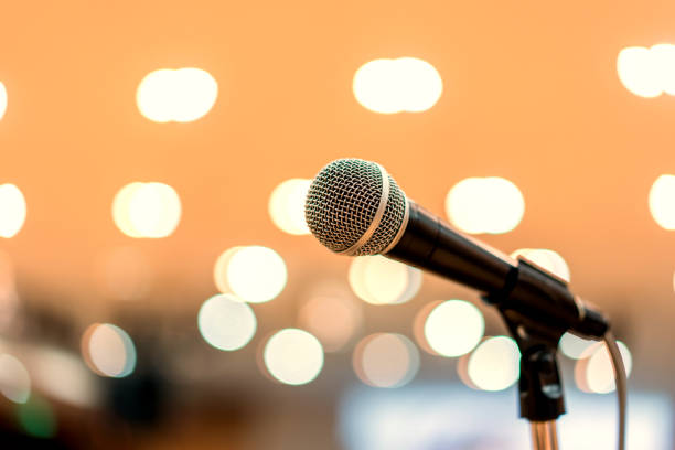 istock Microphone in meeting room for a conference 1283273399