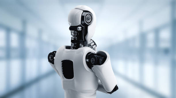 myślenie ai humanoidalny robot analizujący dane informacyjne - snow making machine zdjęcia i obrazy z banku zdjęć