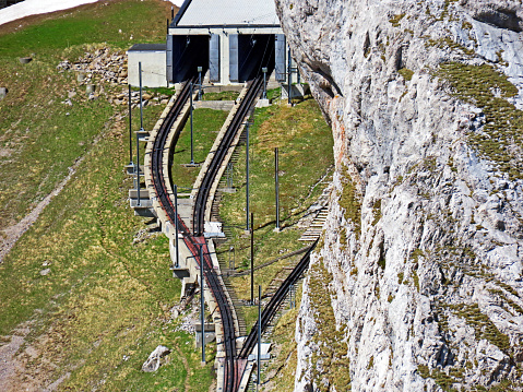 Pilatus Railway - The steepest cogwheel railway in the world (Zahnradbahn Alpnachstad – Pilatus Kulm), Alpnach - Canton of Obwalden, Switzerland (Schweiz)