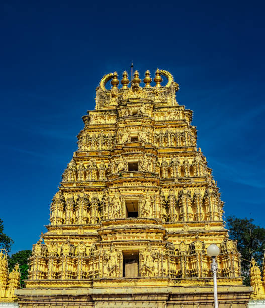 south indian temple entrance gate with amazing art - madurai kerala india tamil nadu imagens e fotografias de stock