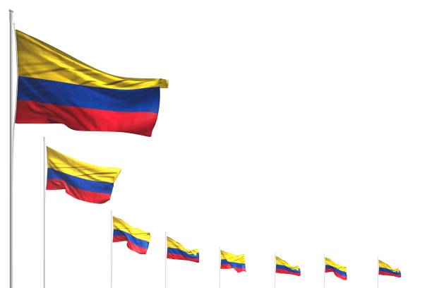 istock nice many Colombia flags placed diagonal isolated on white with space for text - any celebration flag 3d illustration 1283279945