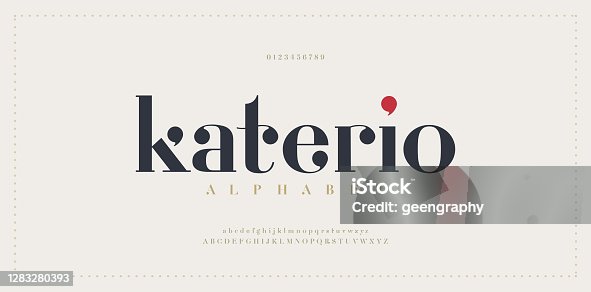 istock Elegant alphabet letters font. Classic Modern Serif Lettering Minimal Fashion Designs. Typography  decoration fonts for branding, wedding, invitations, logos. vector illustration 1283280393