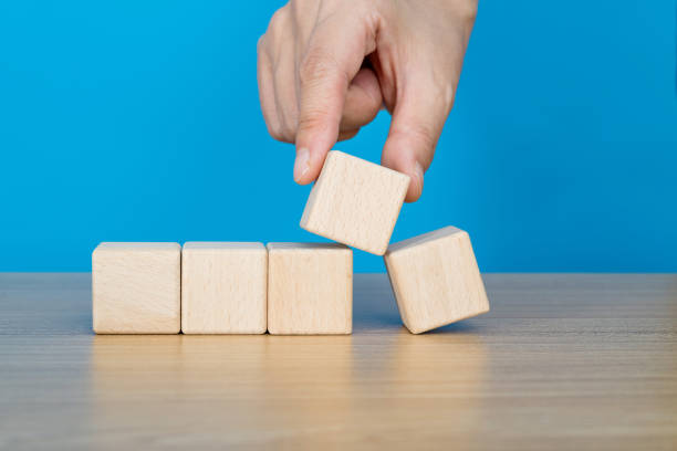 istock Blank wooden blocks on the table 1283281068