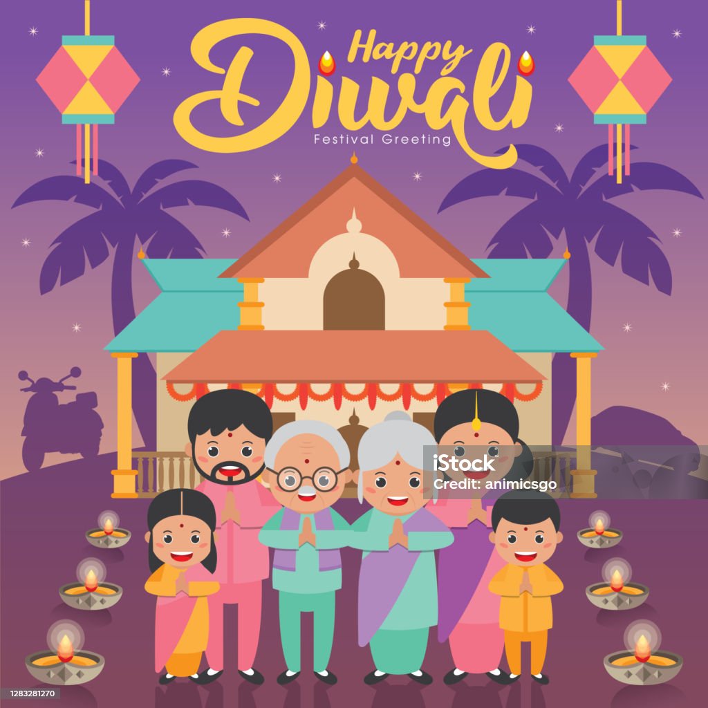 Diwali Deepavali Lễ Hội Ánh Sáng Thiệp Chúc Mừng Với Hoạt Hình Dễ ...