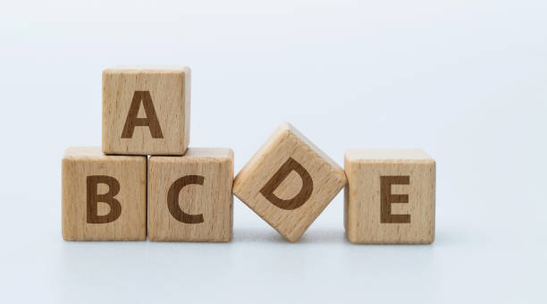 istock Wooden blocks with letters ABCDE 1283282209