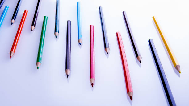 istock Colored pencils on a white background, copy space, isolated, close-up, side view 1283282326