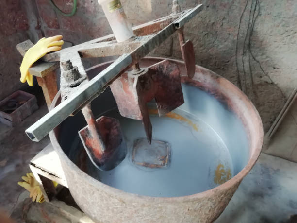 istock Closeup view of a paving tile making equipment 1283282872