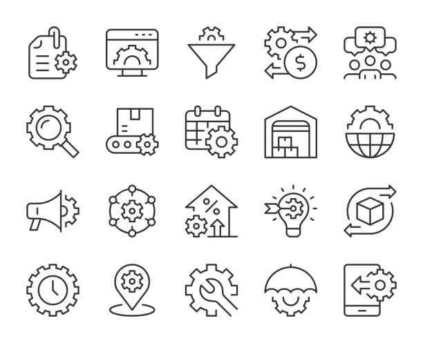 Product Management - Light Line Icons Product Management Light Line Icons Vector EPS File. warehouse clipart stock illustrations