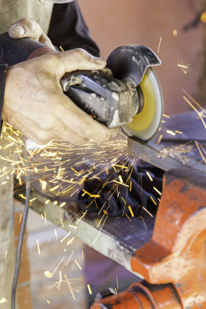 istock Cutting metal with an electric saw 1283282952
