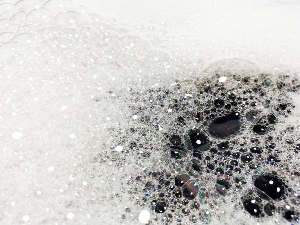 istock Foam bubble from soap or shampoo washing on top view 1283290762