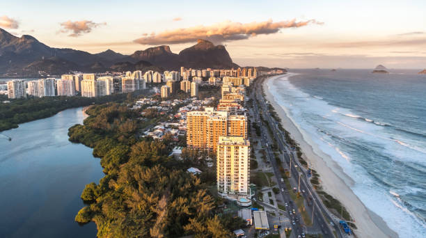 istock Rio de Janeiro aerial view shot from a helicopter during sunset 1283301653