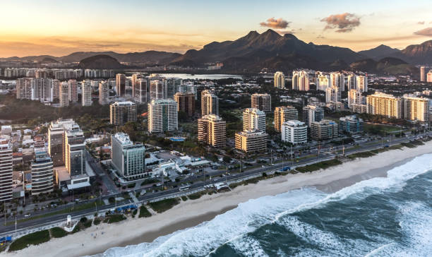 istock Rio de Janeiro aerial view shot from a helicopter during sunset 1283301665