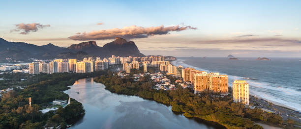 istock Rio de Janeiro aerial view shot from a helicopter during sunset 1283301679
