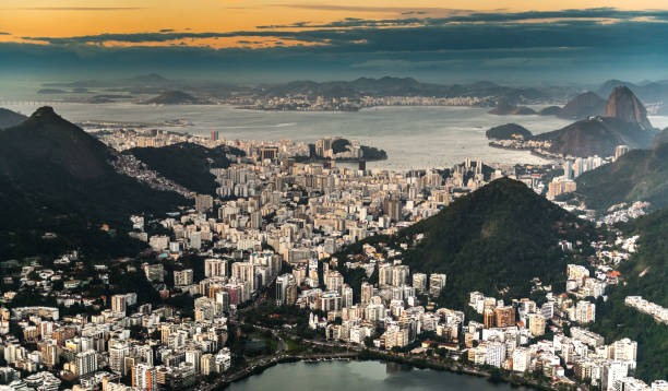 istock Rio de Janeiro aerial shot during sunset 1283301963