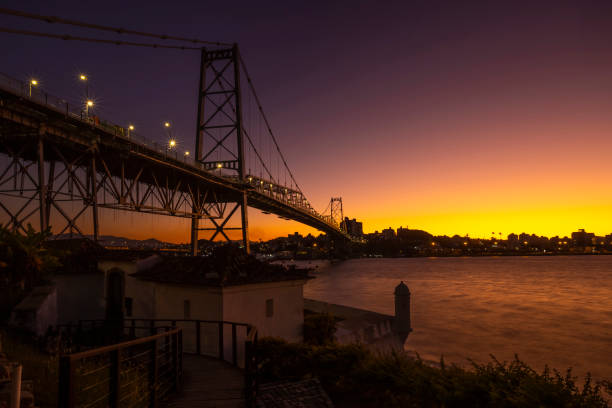 Cable-stayed bridge Hercilio Luz in Florianopolis, Santa Catarina, Brazil.