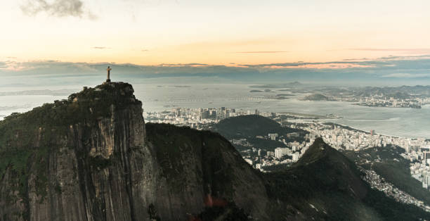 istock Christ the Redeemer statue in Rio de Janeiro (aerial shot) during a spectacular sunset 1283303080