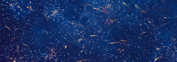 Panoramic Beautiful Holiday background of glitter lights.
