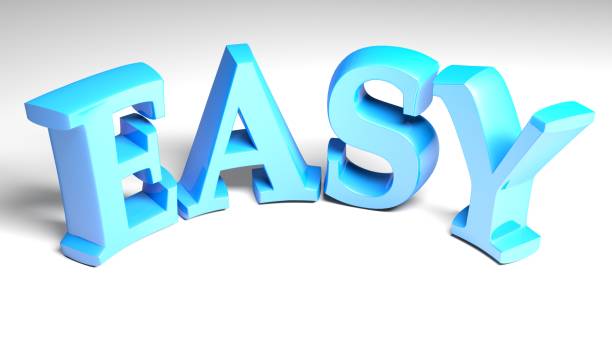 EASY blue bent write on white background - 3D rendering illustration stock photo