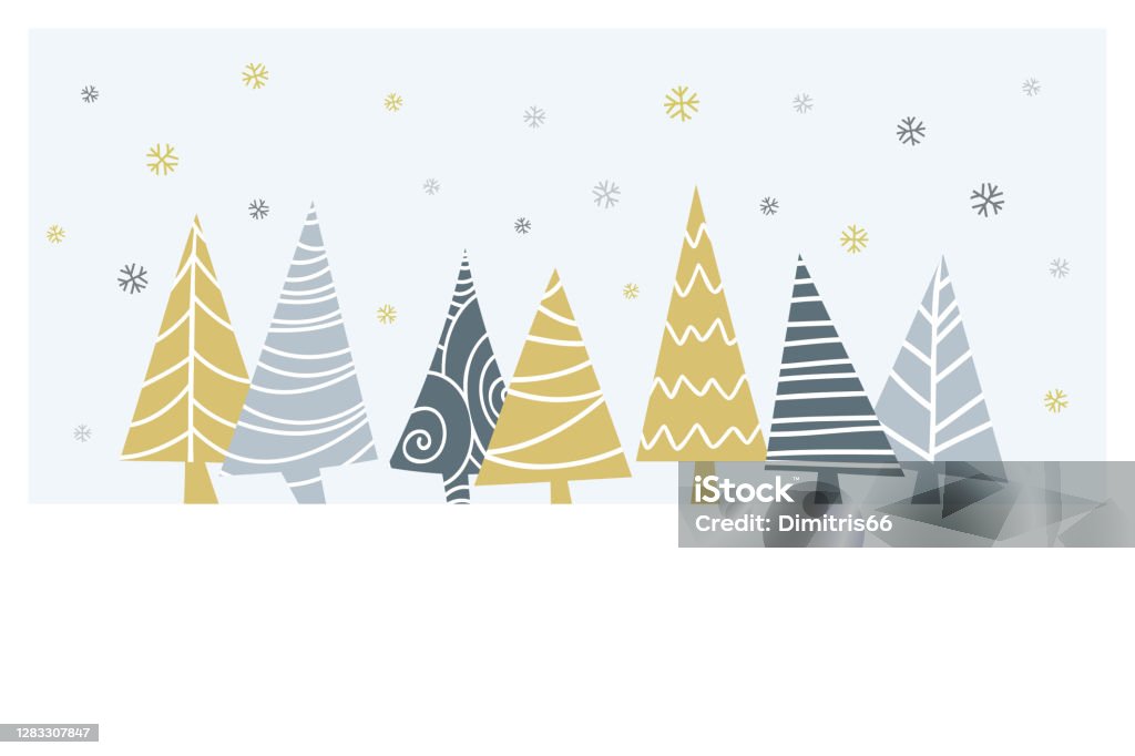 Ilustración de Dibujos Animados Navidad Escena Tranquila Con Árboles Y  Adornos De Navidad Y Espacio En Blanco Para Su Mensaje y más Vectores  Libres de Derechos de Navidad - iStock