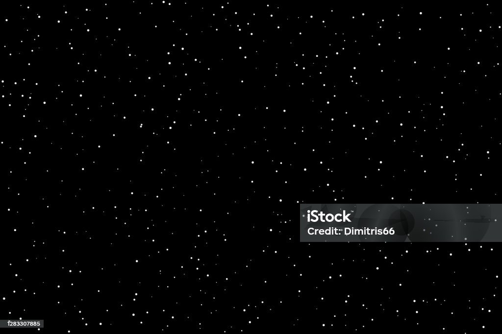 Stippled vector texture background - White dots on black Star - Space stock vector