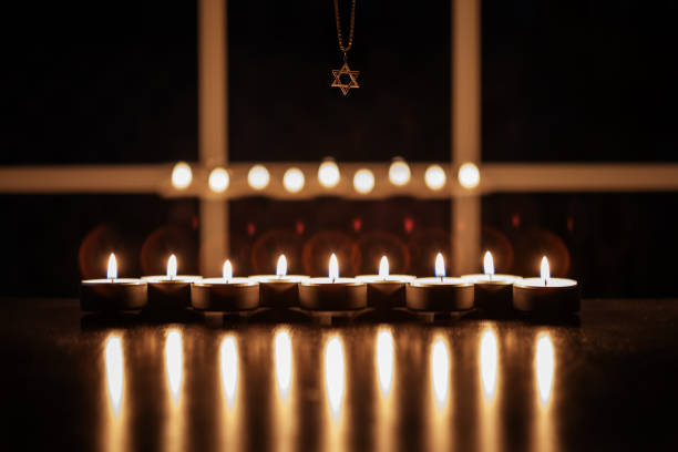 Lit candles in church