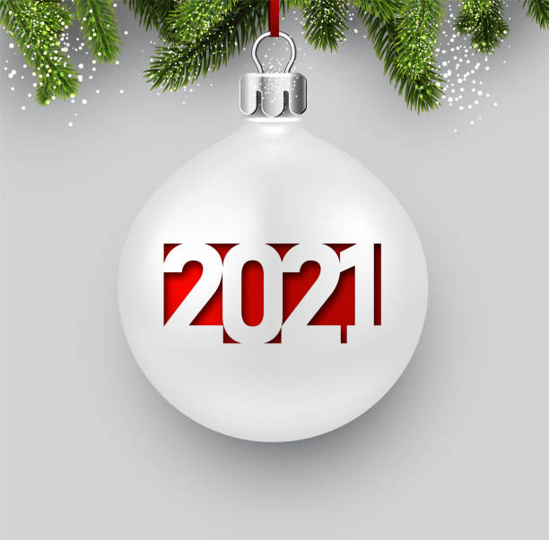 istock Christmas tree toy with carved 2021 sign. 1283309588