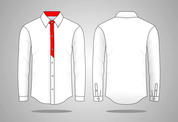 ilustrações de stock, clip art, desenhos animados e ícones de long sleeve uniform shirt design white/red vector for template - long sleeved shirt blank black