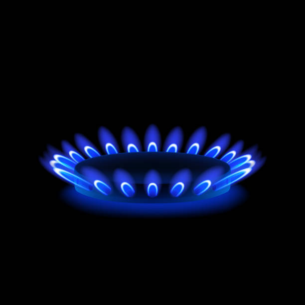 ilustrações de stock, clip art, desenhos animados e ícones de gas burner and blue flame - natural gas flame fuel and power generation heat