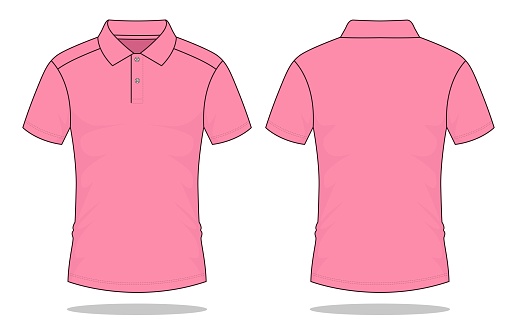 Blank Pink Polo Shirt Vector For Template Stock Illustration - Download ...