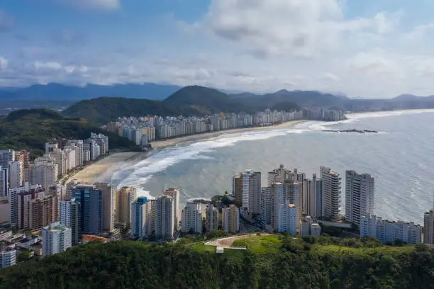 Asturias beach in Guaruja, Sao Paulo, Brazil, seen from above
