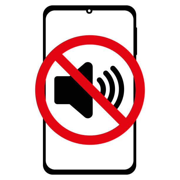 No phone sound vector sign. Turn off phone ringer No phone sound vector sign ringer stock illustrations