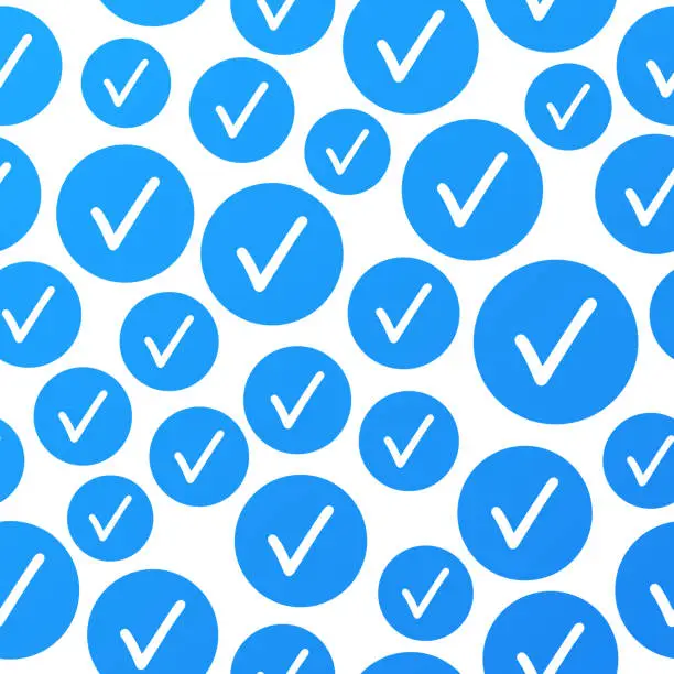 Vector illustration of Seamless Blue Check mark Background