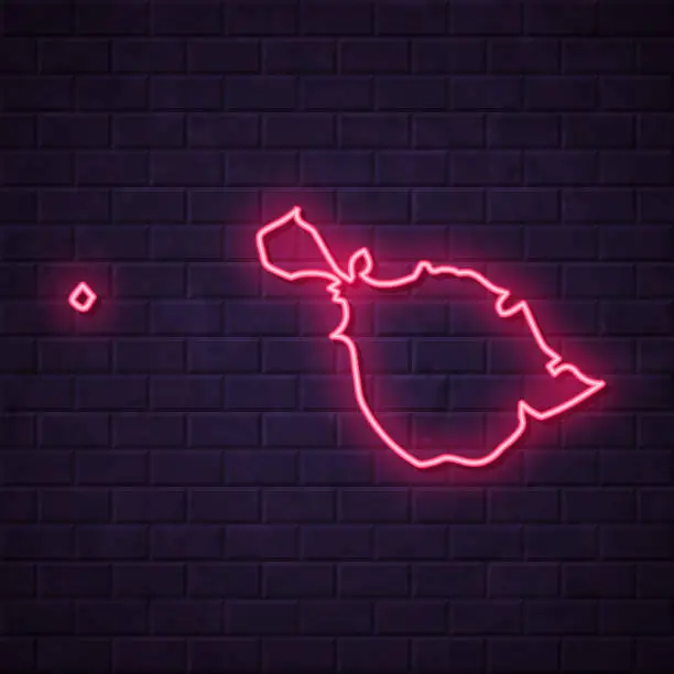 Vector illustration of Heard Island and McDonald Islands map - Glowing neon sign on brick wall background