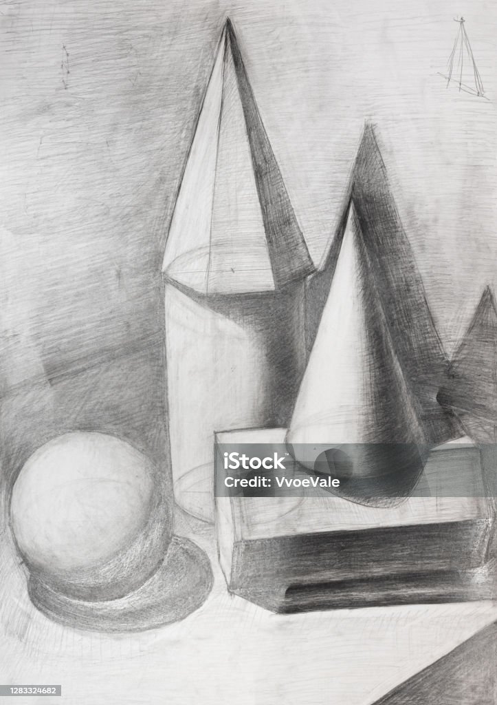 Shading Of Geometric Shapes Handdrawn By Pencil Stock Illustration -  Download Image Now - Shade, Still Life, Drawing - Art Product - iStock