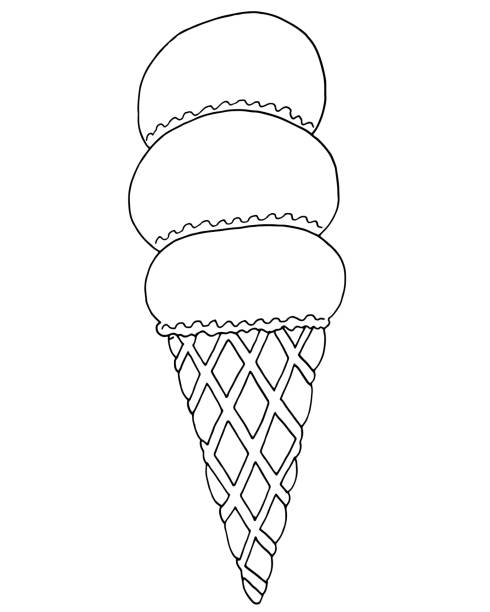 Vector Ice cream for coloring book for adult and kids Vector Ice cream for coloring book for adult and kids. Black line Ice cream coloring page. frozen coloring pages stock illustrations