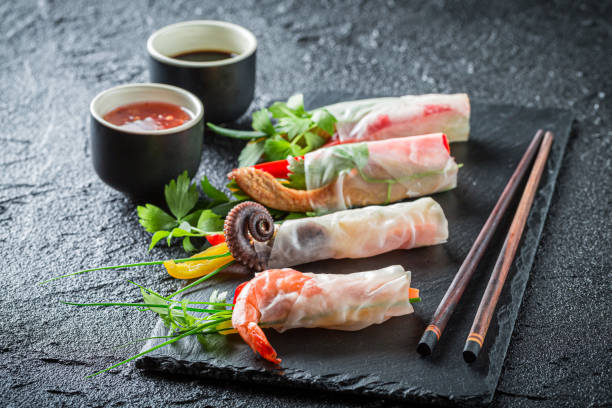 istock Tasty spring rolls made of fresh vegetables 1283325985