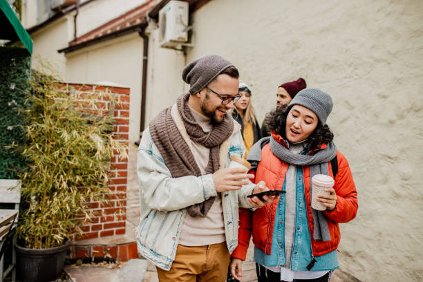 istock Friends in the city having fun 1283328356