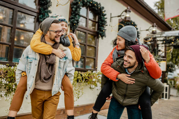 istock Friends in the city having fun 1283328511