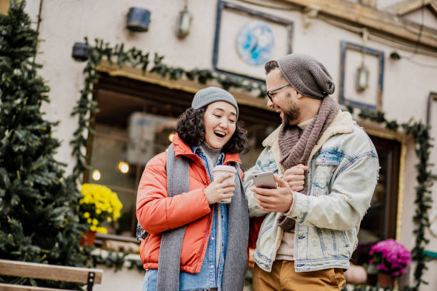 istock Young couple outdoors during holidays 1283328661