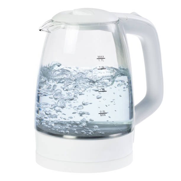 istock White glass electric kettle with boiling water isolated on white 1283329989