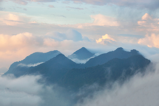 Beautiful scenery during sunrise time at Doi Chiang Dao, Chiangmai Province in Thailand