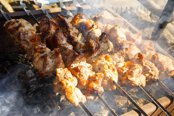 istock beef kababs on the grill closeup 1283336878