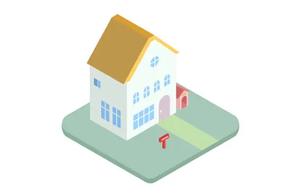 Vector illustration of Icon illustration of a two-story house isometric