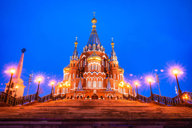 catedral de san miguel en izhevsk. - izhevsk fotografías e imágenes de stock