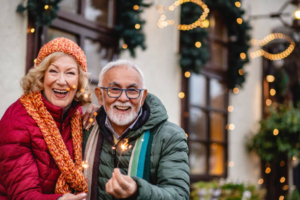 istock Senior couple is celebrating during winter holidays 1283348147