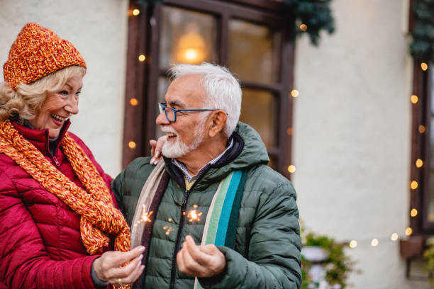 istock Senior couple is celebrating during winter holidays 1283348312