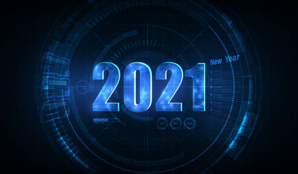 istock Modern futuristic technology template for 2021. New year 2021 in style HUD,GUI, UX. Futuristic background for your design. 1283350066